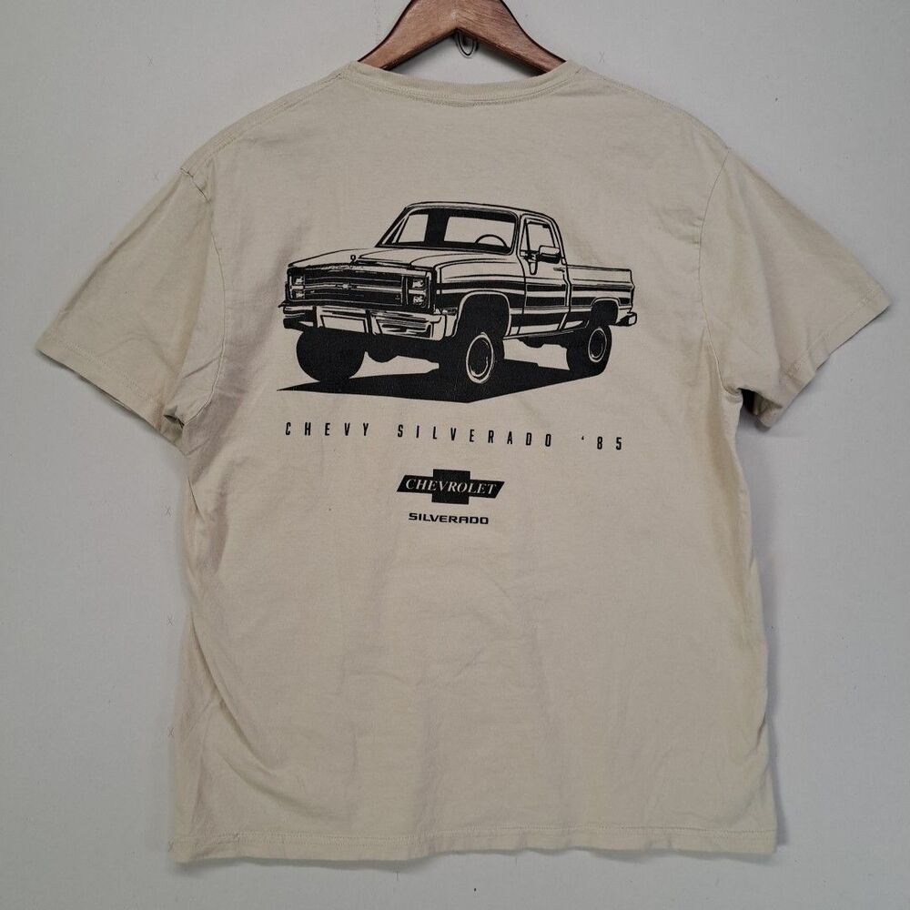 Chemistry Chevrolet Silverado 85 Beige Mens Large T Shirt Truck Chevy Bow Tie